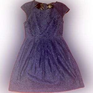 Navy Blue Dress w/ Flower Lace Covering